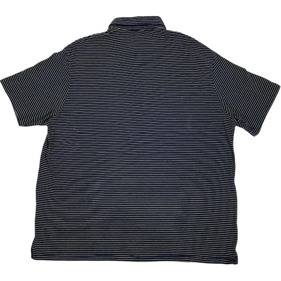 Cremieux XL Polo Shirt Navy Striped Yellow Classics Short Sleeve - Picture 2 of 5